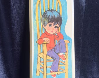 70’s Big Eyed Art Lithograph Wall Plaque by Lee