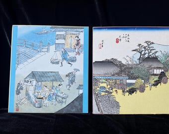 Vintage Pair of Japanese Woodblock Prints