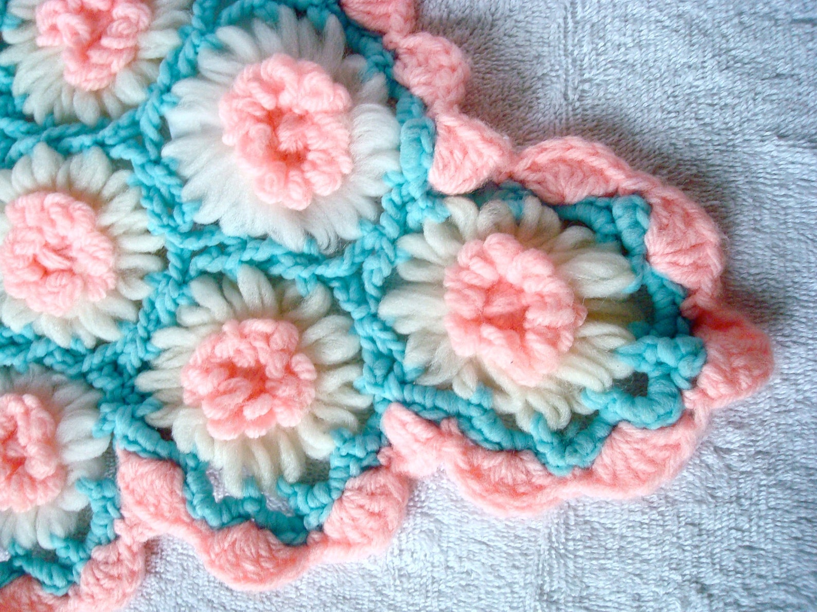 Retro Daisy Flower Loom Afghan Etsy