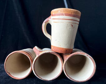 Handmade Mexican Unglazed Terracotta Mugs, Jarritos de Barro