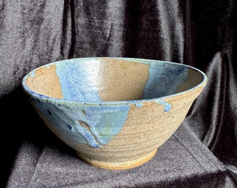 Artist Signed Handmade Pottery Stoneware Bowl Drippy glazed decorative bowl