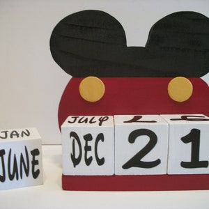 Mickey Mouse Inspired Calendar Perpetual Wood Block Mickey Mouse Inspired Theme Decor