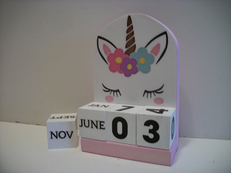 Unicorn Calendar Perpetual Wood Block Unicorn Decor Etsy