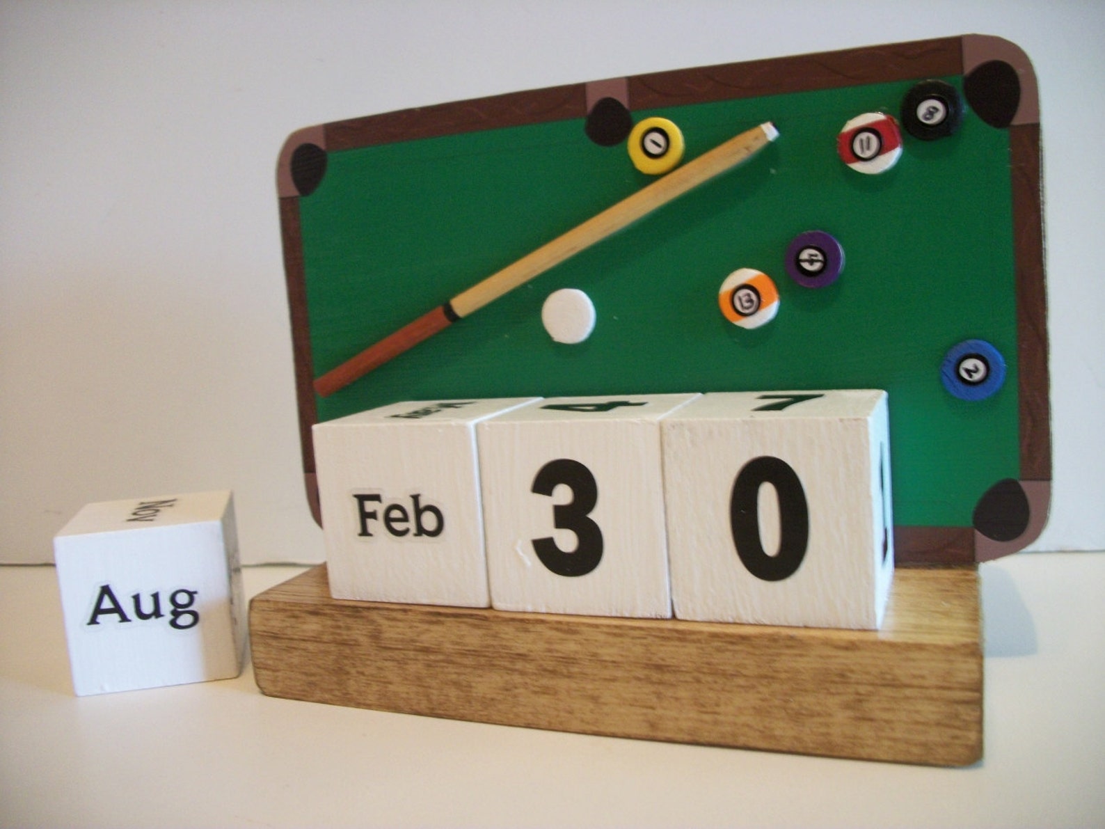Pool Table Calendar Perpetual Block Calendar Pool Table Theme Etsy