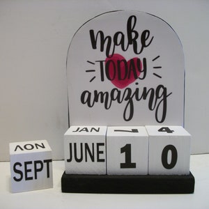 Perpetual Wood Block Calendar: Inspirational Message, Desk Decor