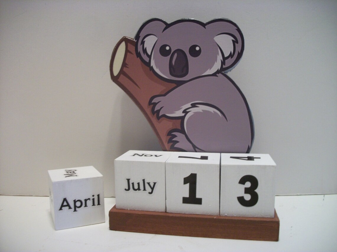 Koala Bear Calendar Perpetual Wood Block Calendar Etsy