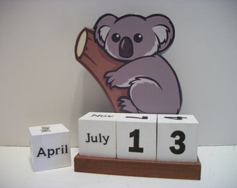 Koala Bear Calendar Perpetual Wood Block Calendar