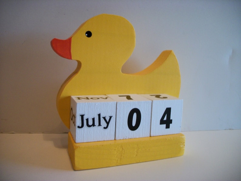 Rubber Duck Calendar Perpetual Wood Block Yellow Rubber Duck Etsy