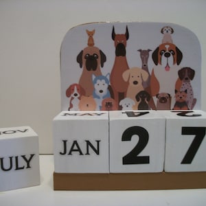 Multi Dog Calendar Perpetual Block Calendar Wood Dog Decor