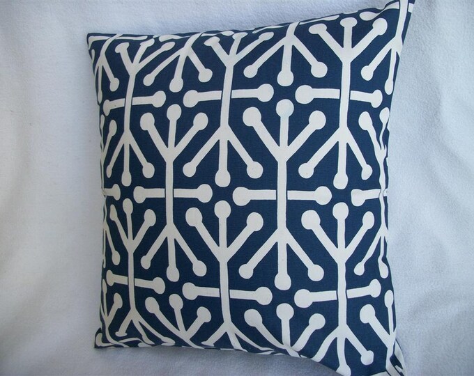 Navy Geometric Pillow Cover 18 X 18 Navy Blue Natural Etsy