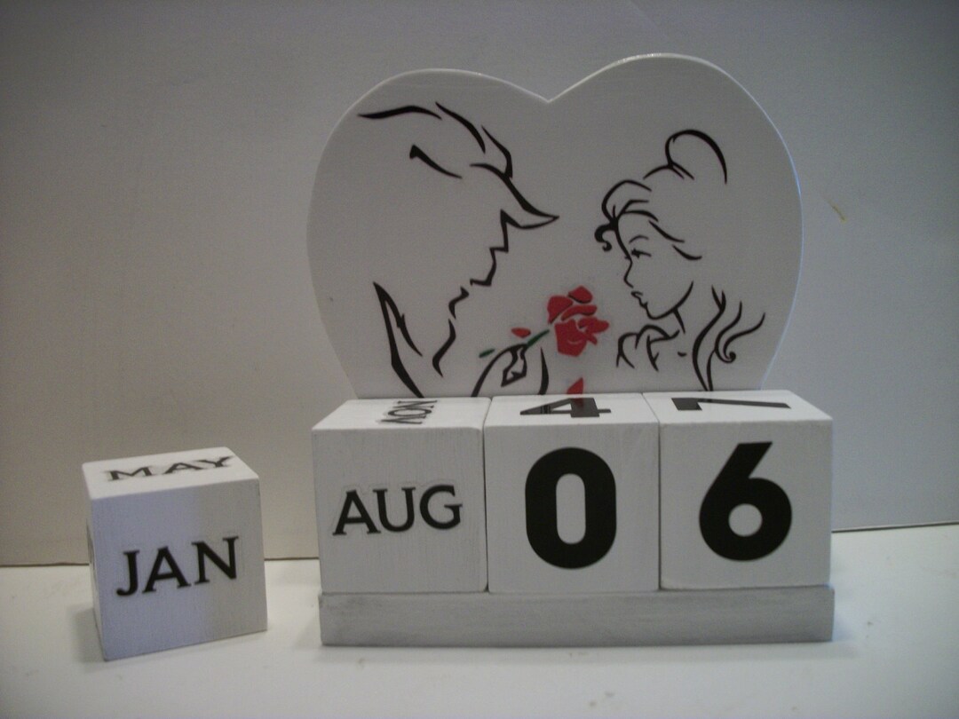 Beauty and the Beast Inspired Calendar Perpetual Wood Block Beauty and ...