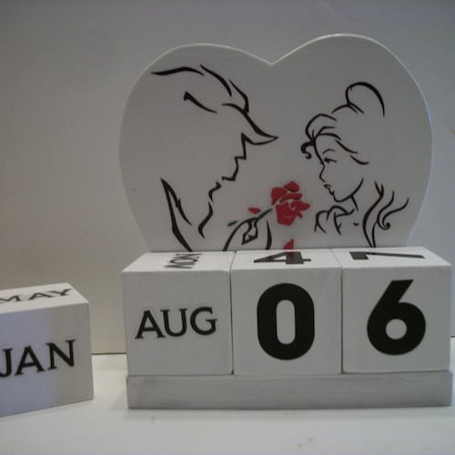 Beauty and the Beast Inspired Calendar Perpetual Wood Block - Etsy