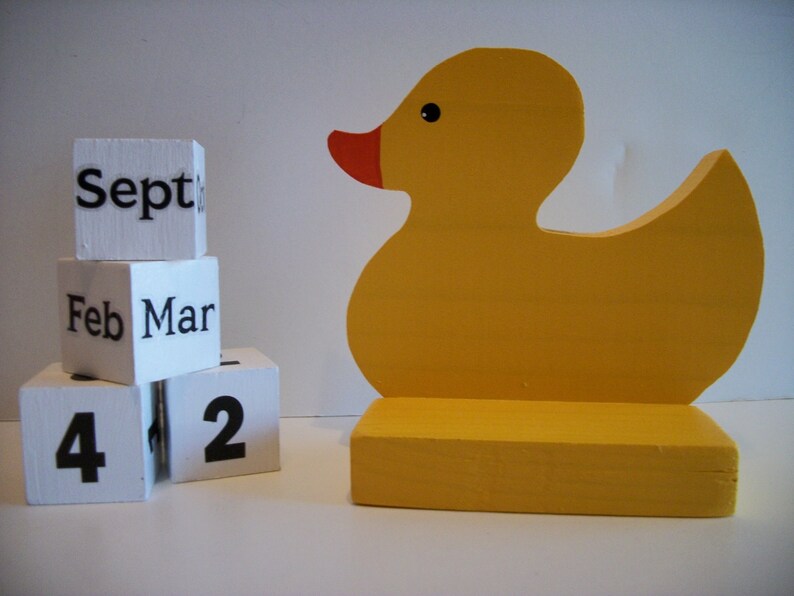 Rubber Duck Calendar Perpetual Wood Block Yellow Rubber Duck Etsy