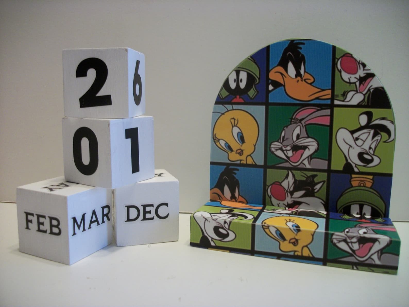Looney Tunes Inspired Calendar Perpetual Wood Block Character Etsy