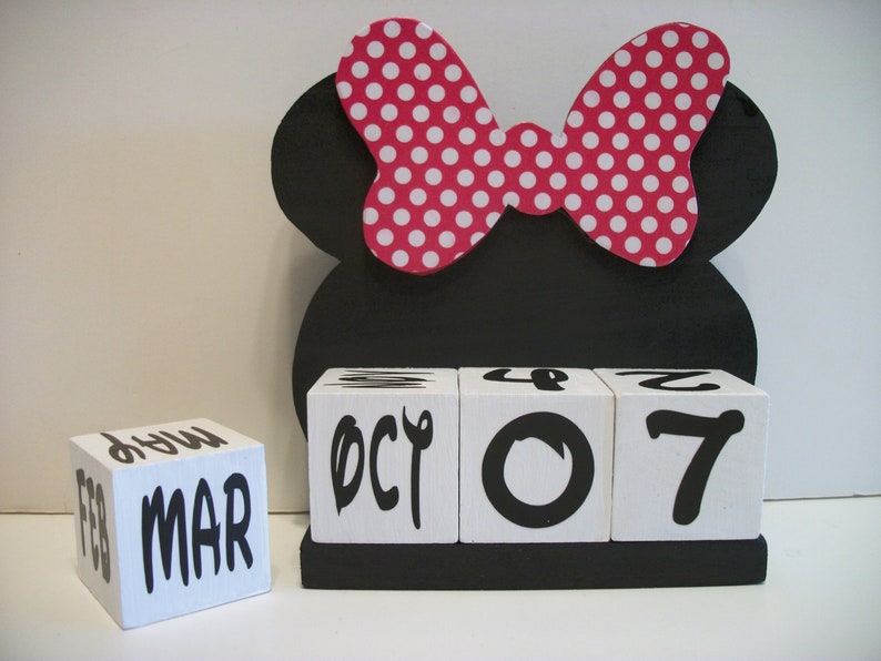 Minnie Mouse Inspired Calendar Perpetual Wood Block Minnie Etsy