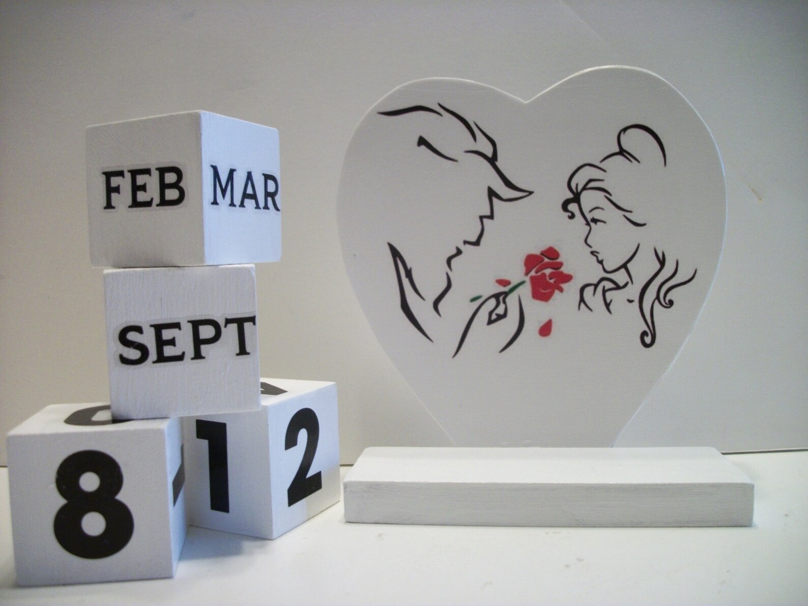 Beauty and the Beast Inspired Calendar Perpetual Wood Block - Etsy