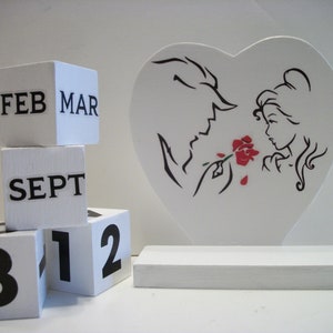 Beauty and the Beast Inspired Calendar Perpetual Wood Block Beauty and ...