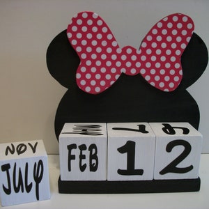 Minnie Mouse Inspired Calendar Perpetual Wood Block Minnie Mouse Inspired Theme Decor