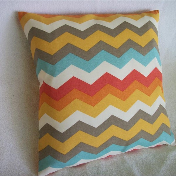 Multicolor Chevron Pillow Cover Outdoor 16 x 16 Zig Zag Pattern Indoor Outdoor