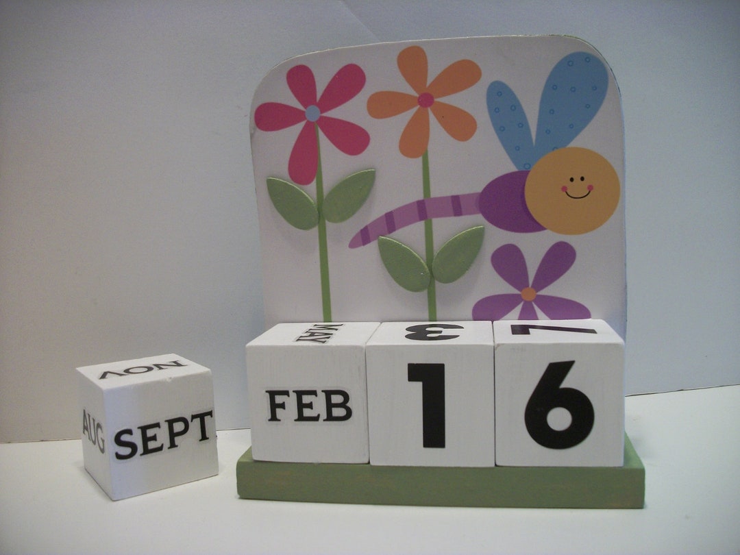Spring Calendar Perpetual Wood Block Bee and Flowers Decor - Etsy
