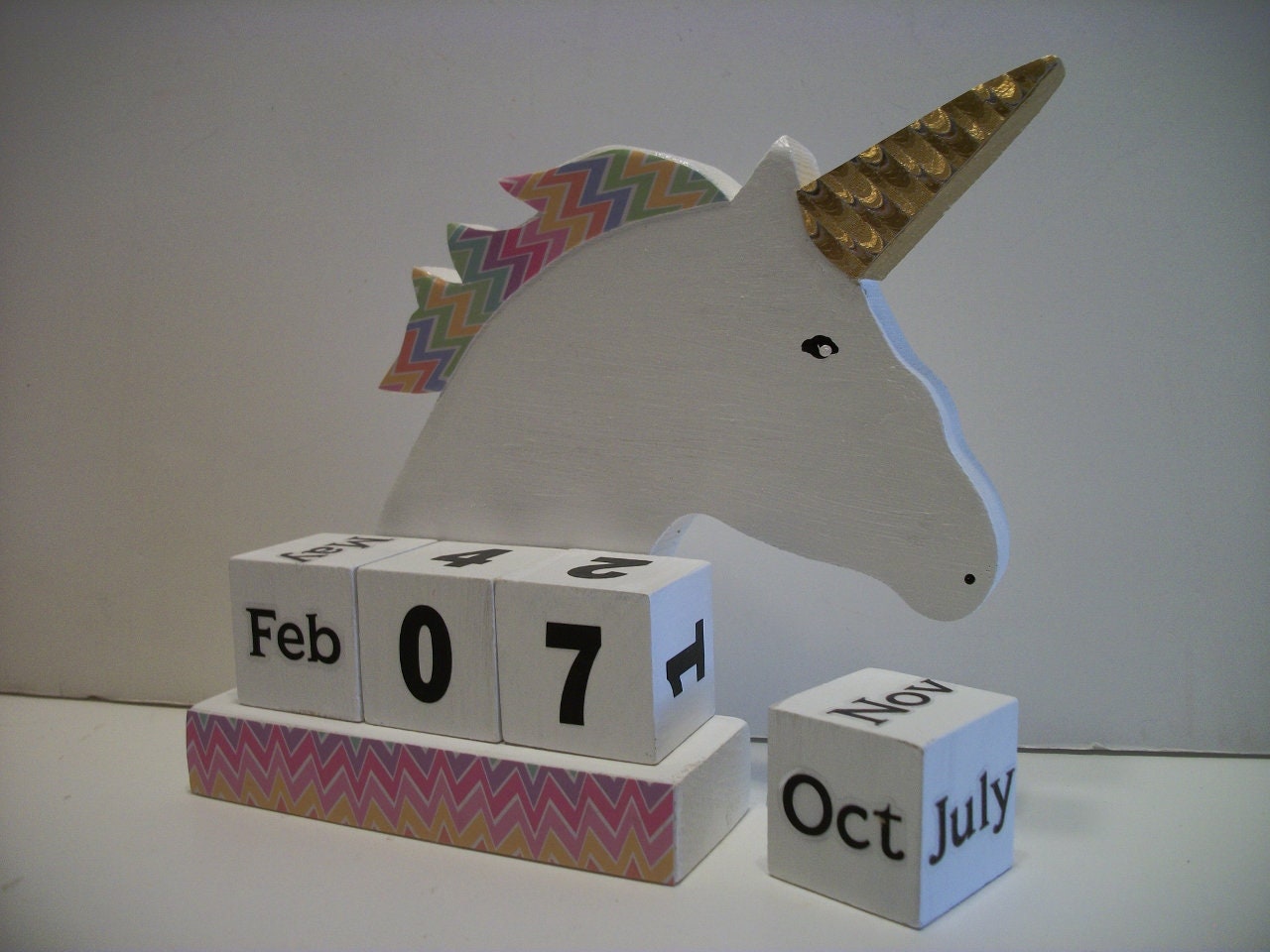 Unicorn Calendar Perpetual Wood Block Unicorn Decor Etsy