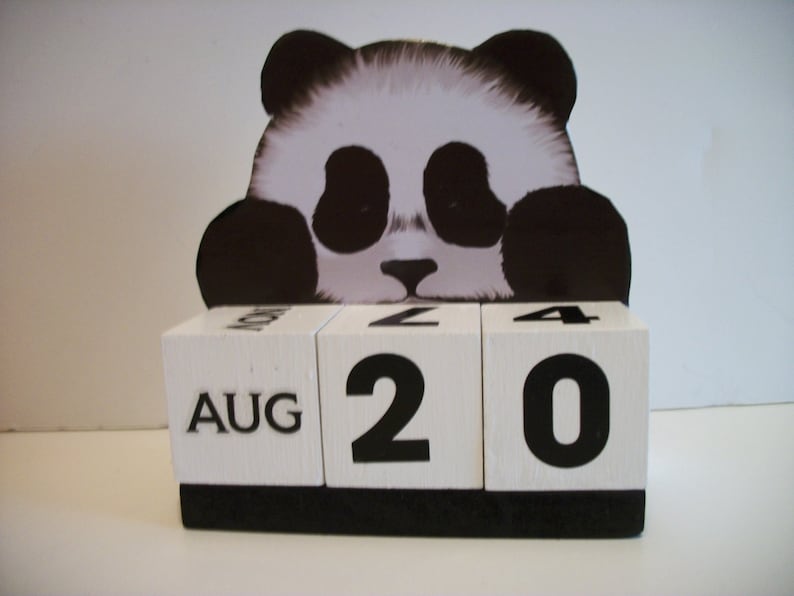 Panda Bear Calendar Perpetual Wood Block Calendar Etsy
