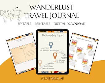 Digital Travel Planner | Printable Travel Journal | Pre-Trip, During, Post-Trip