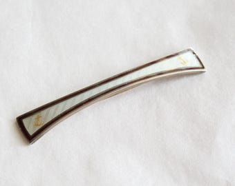 Sterling Enamel Bar Pin with Gold Anchors by Watson