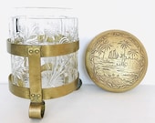 Ca 1880 Bronze Glass Humidor Tobacco Jar with Maritime Scene