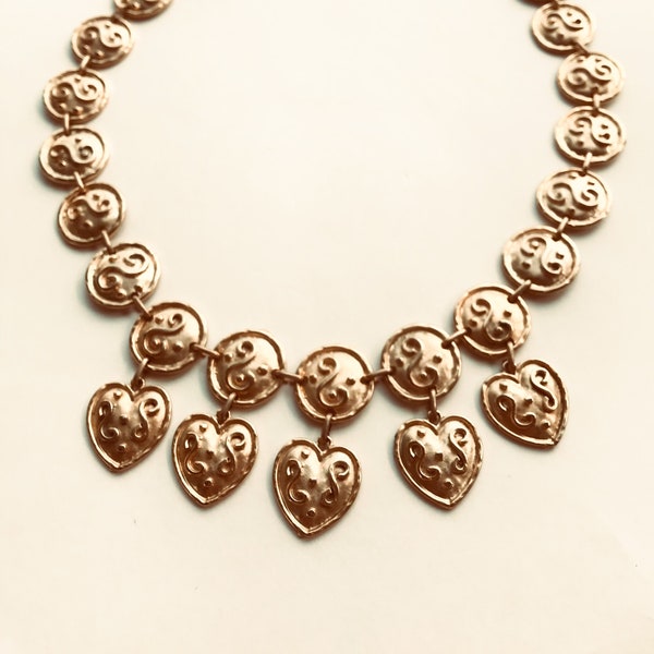1980s Etruscan Heart Statement Necklace Attributed to Edouard Rambaud