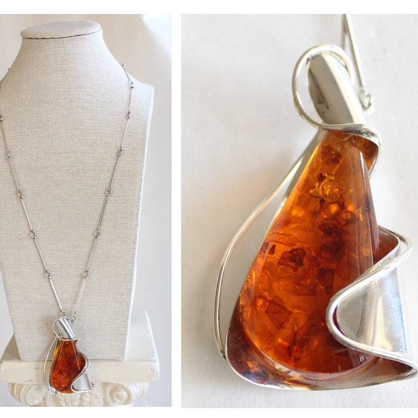 Aaron Rubenstein Amber and Sterling Silver Studio Necklace