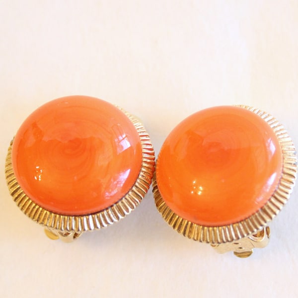 1950s Nettie Rosenstein Orange Glass Earrings