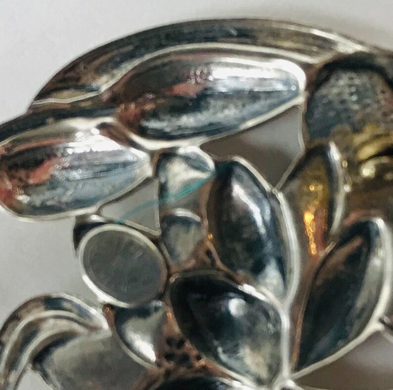 1950s Nouveau Revival Sterling Silver Water Lily Pin by Jewelart