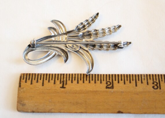 1960s Danecraft Sterling Silver Wheat Brooch - image 2