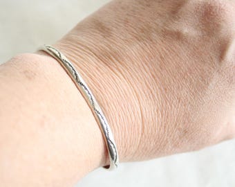 1930s Southwestern Hand Stamped Sterling Silver Bracelet