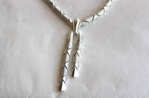 1960s Coro Silver Tone Lariat Necklace - image 5
