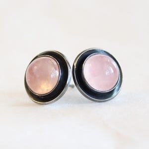 NE From Sterling Silver Rose Quartz Post Earrings
