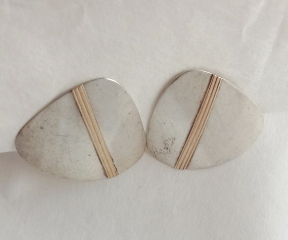 Handmade 1980s Earrings Sterling Silver Triangles - image 3