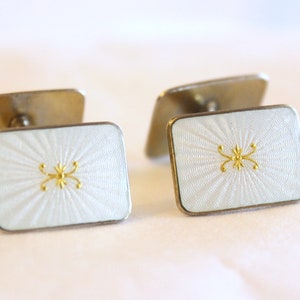 Elvik and Co of Oslo Sterling Silver White Enamel Cufflinks