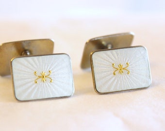 Elvik and Co of Oslo Sterling Silver White Enamel Cufflinks