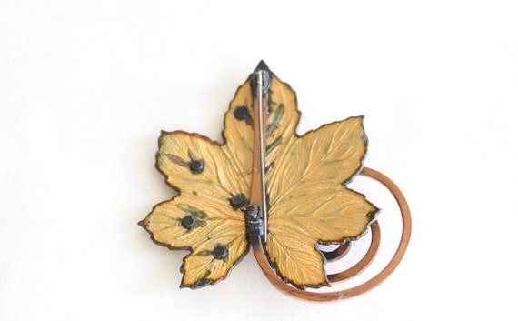 Copper Enamel Leaf Pin by Renoir Mattisse - image 2