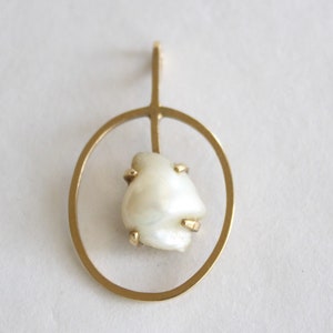 Vintage Bench Piece 14k Gold and Pearl Pendant