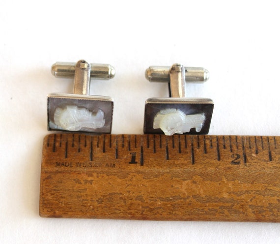 Sterling Silver Carved Abalone Gladiator Cufflinks - image 4