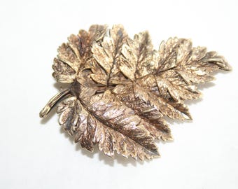 Sterling Silver Vermeil Leaf Brooch by Tilia of Denmark