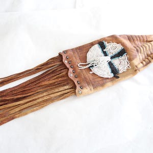 Indigenous American Beaded Pipe Bag with Pyrography