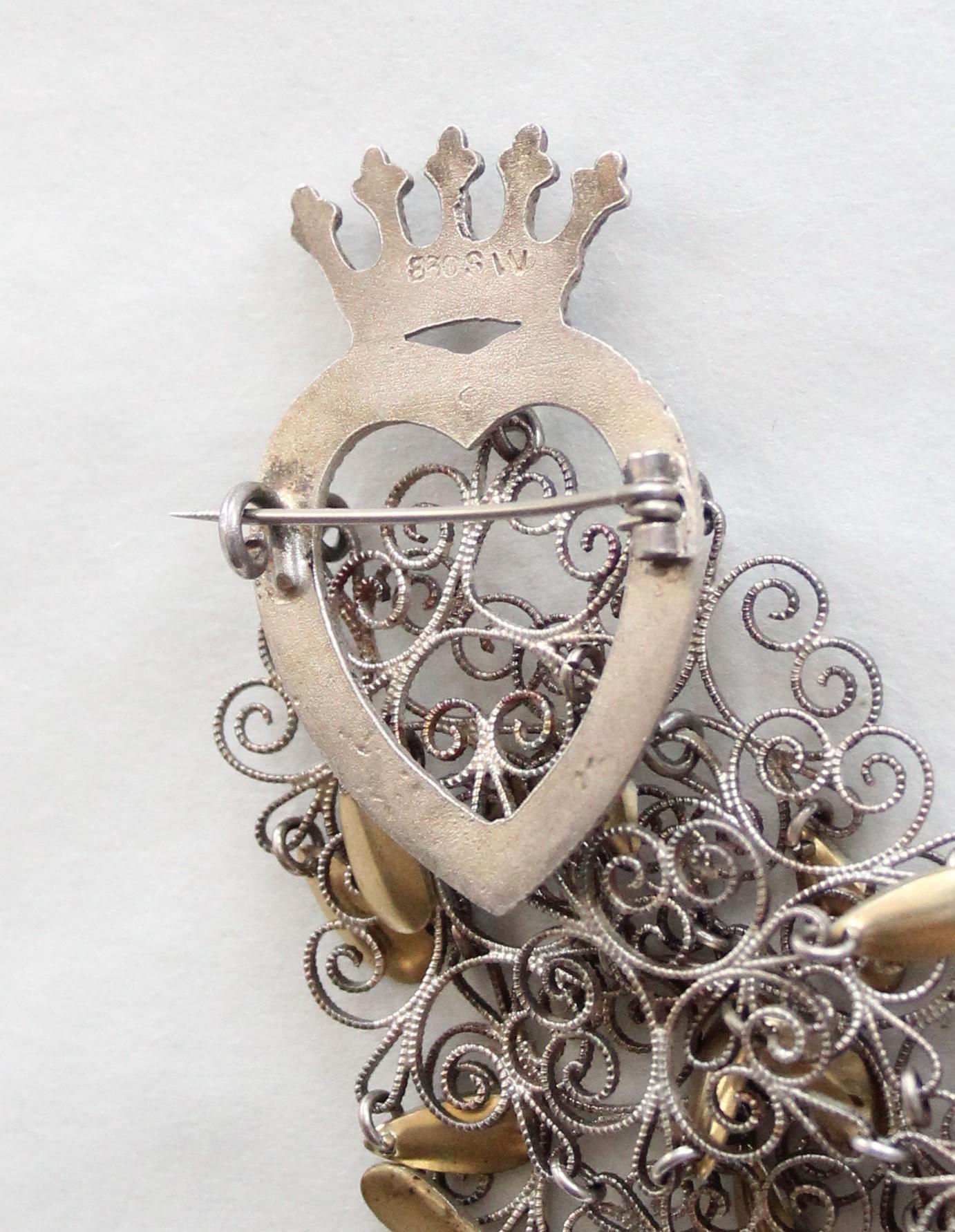 Heart Crown Norwegian Solje Pin With Long Filigree Tassels - Etsy