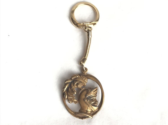 Vintage Key Ring with Knight in Helmet and Plume