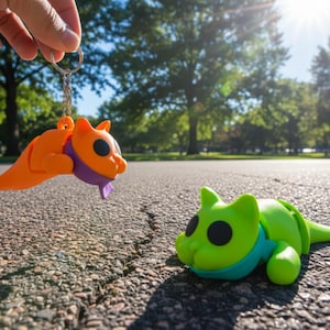 Gearticuleerde kat STL voor 3D-printen | Flexibel katten sleutelhangertje 3D-model | Schattig katten-slak fidget speelgoed STL-pakket | Digitaal downloadbaar ontwerpitem