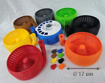 Waschtrommel für Obst / Obstwaschanlage - cleveres 3D-Druck-Sieb für kleine Früchte Gemüse wahlweise mit Aufsatz für Reis und Linsen