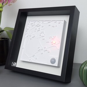 Personalisierte 3D Bild / Karte / Stadt mit LED Herz / Kleeblatt / Haus / Koordinaten / Geschenk Einzug / Landschaft Wanddeko / dein Wohnort